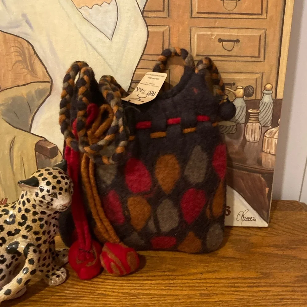 Rising Tide Felted Wool Shoulder Bag Handmade  - Multicolored - NWT